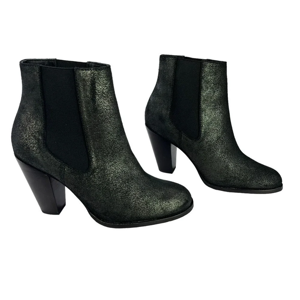 Thursday Boot Co Metallic Black Chelsea Heel Ankle Boot Western Chic Y2K Women 8